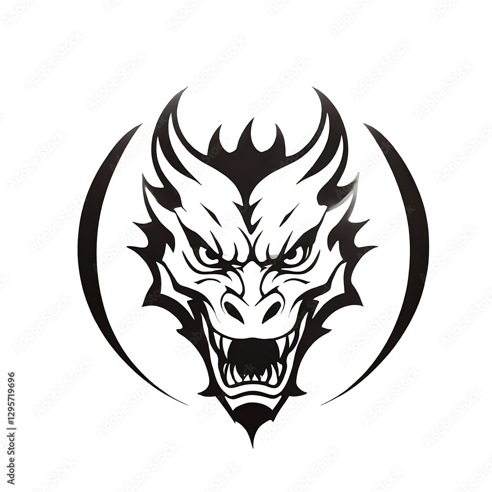 Dragon with a mouth open and teeth showing. Colorings. Vector. Illustration. Black. Sketch Dragon with a mouth open and teeth showing. Colorings. Vector. Illustration. Black. Sketch