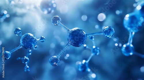 Dynamic Illustration of Methylene Blue Molecules in Vibrant Blue Tone