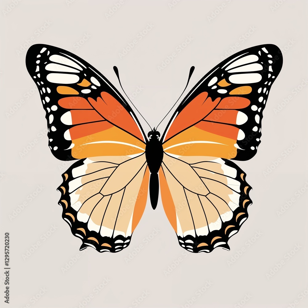 Obraz premium butterfly on plain black background childish style illustration
