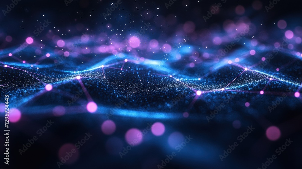 Obraz premium Abstract digital waves with glowing particles.