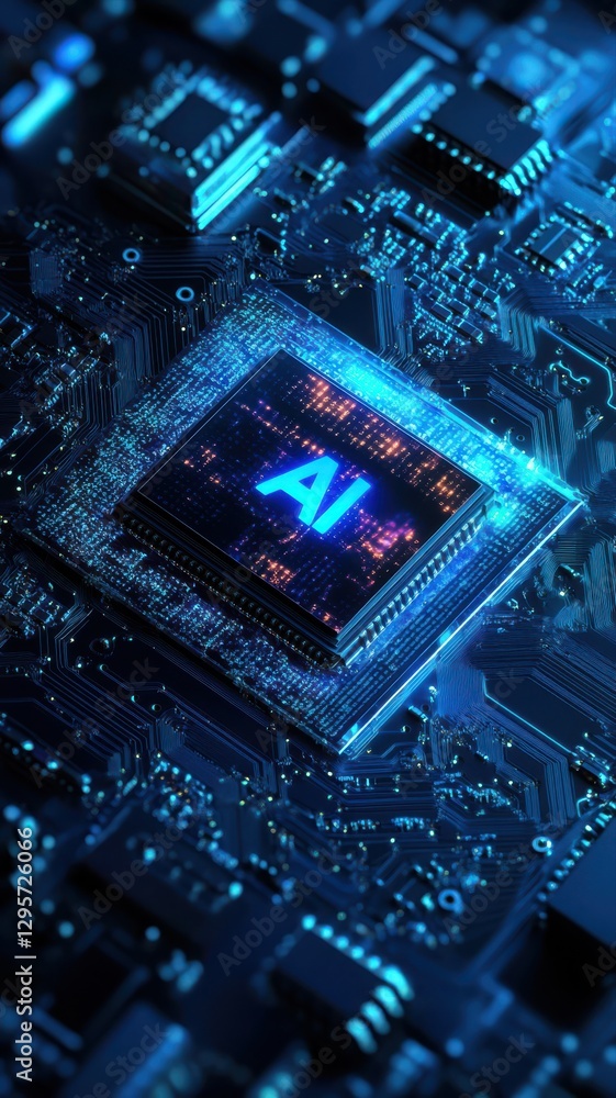 Fototapeta premium Glowing Tech Background with AI Concept.