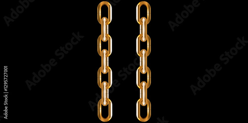 Realistic Metal Gold Chains Vector Illustration.	
