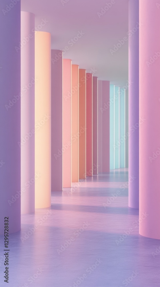 Fototapeta premium Colorful pastel columns in modern interior architecture