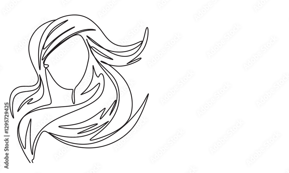 Obraz premium Woman face one line continuous. Portrait line art. Hand drawn vector art.