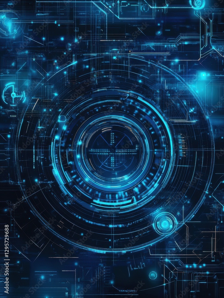Digital blue background image with technology symbols Digital blue background image with technology symbols