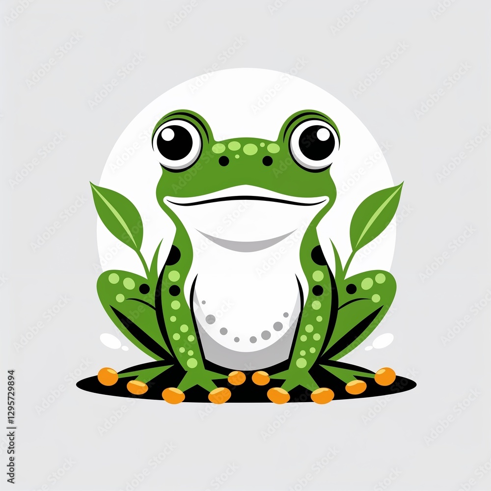 Fototapeta premium frog on plain white background childish style illustration