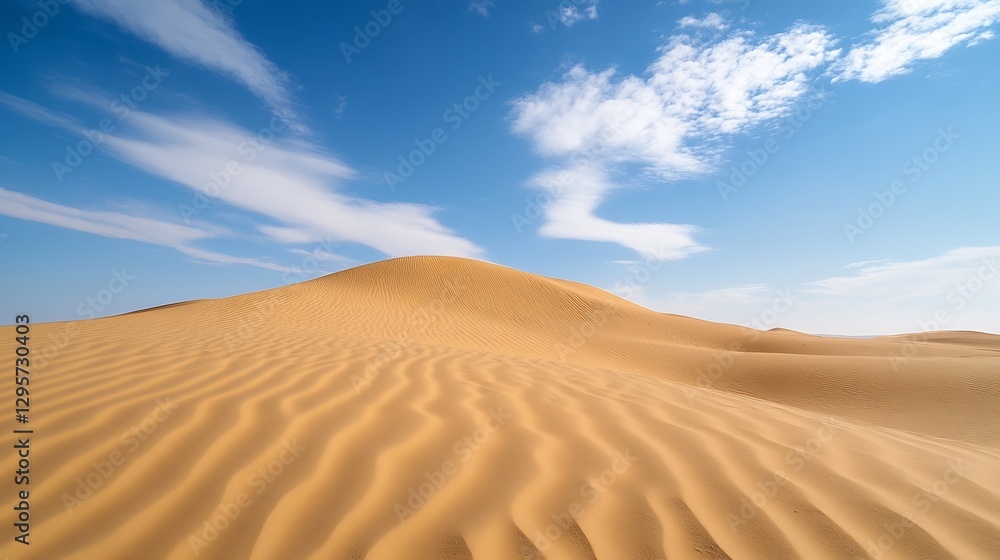 Endless golden sand dunes stretching under a bright blue sky in a sunny desert landscape : Generative AI Endless golden sand dunes stretching under a bright blue sky in a sunny desert landscape : Generative AI