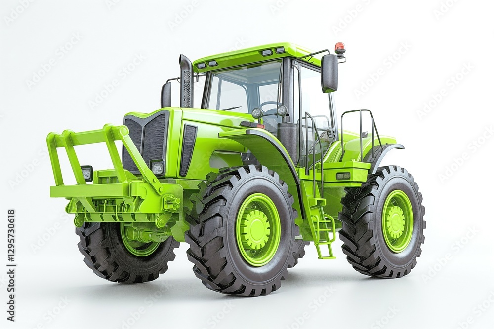 Fototapeta premium A vibrant green agricultural tractor showcasing modern design and sturdy features.