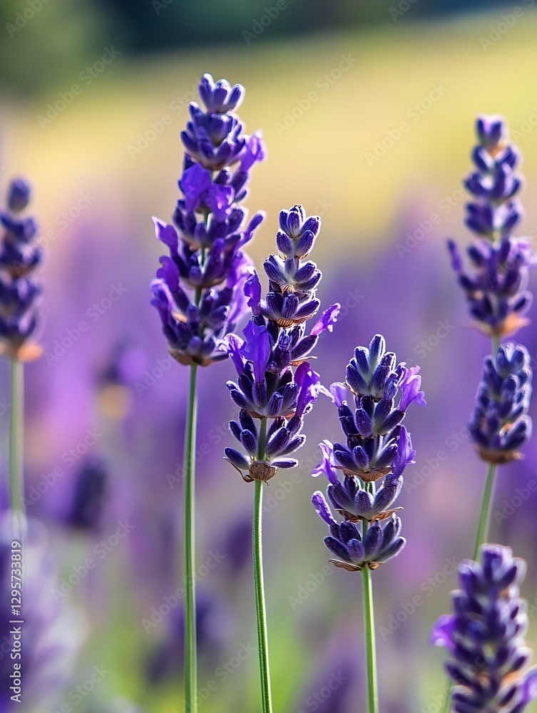 Fototapeta premium Vibrant Lavender Flowers Blooming in a Sunny Meadow : Generative AI