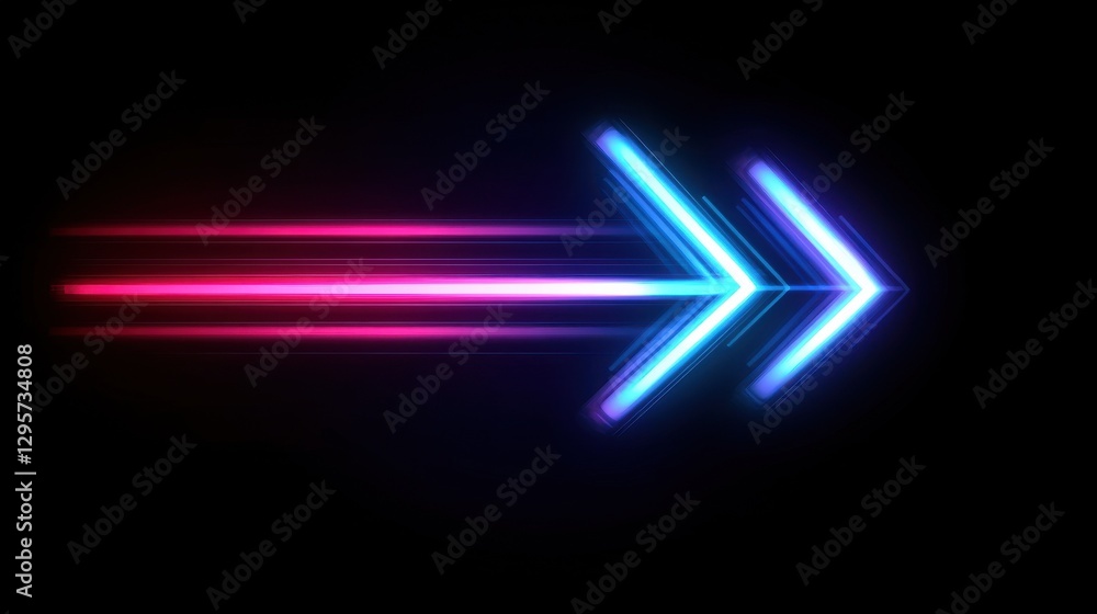 Abstract arrow speed motion light effect with glowing blue and pink colors, dynamic energy flow on a dark background. Futuristic, neon, and digital motion concept with vibrant light trails. Generativ Abstract arrow speed motion light effect with glowing blue and pink colors, dynamic energy flow on a dark background. Futuristic, neon, and digital motion concept with vibrant light trails. Generativ