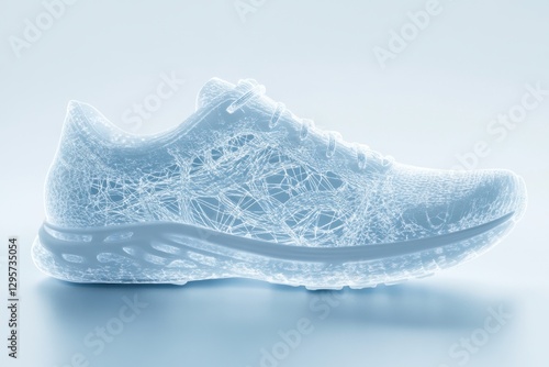 Futuristic sneaker design concept in digital wireframe