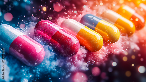 Colorful Pills with Sparkling Effects