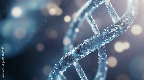 Stunning CloseUp of a DNA Double Helix Structure with Sparkling Bokeh Lights in the Background : Generative AI photo