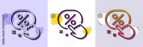 Discount button line icon. Halftone dotted pattern. Gradient icon with grain shadow. Sale offer sign. Promotion price symbol. Line discount button icon. Various designs. Vector