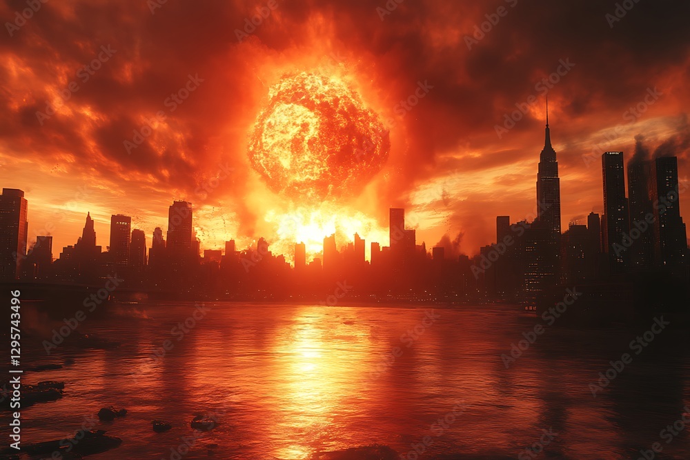 Fototapeta premium Fiery Comet Over NYC Skyline