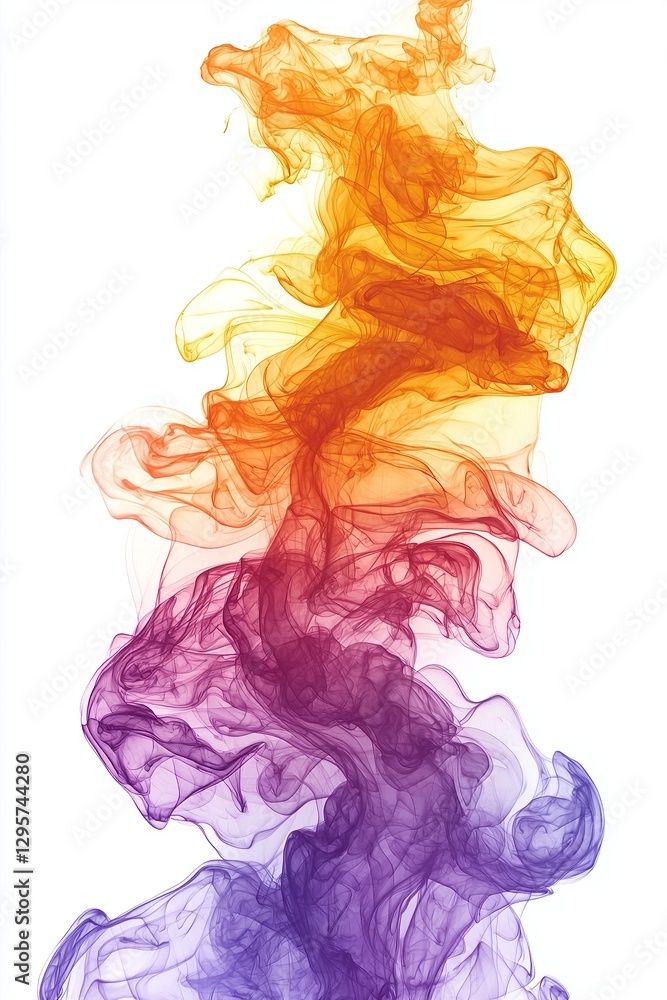 A group of colorful smoke on a white background A group of colorful smoke on a white background
