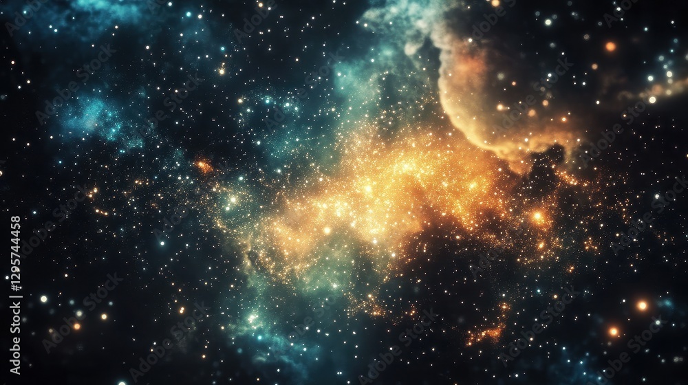 Fototapeta premium Stunning Cosmic Scene of Stars and Nebulae in Deep Space Background