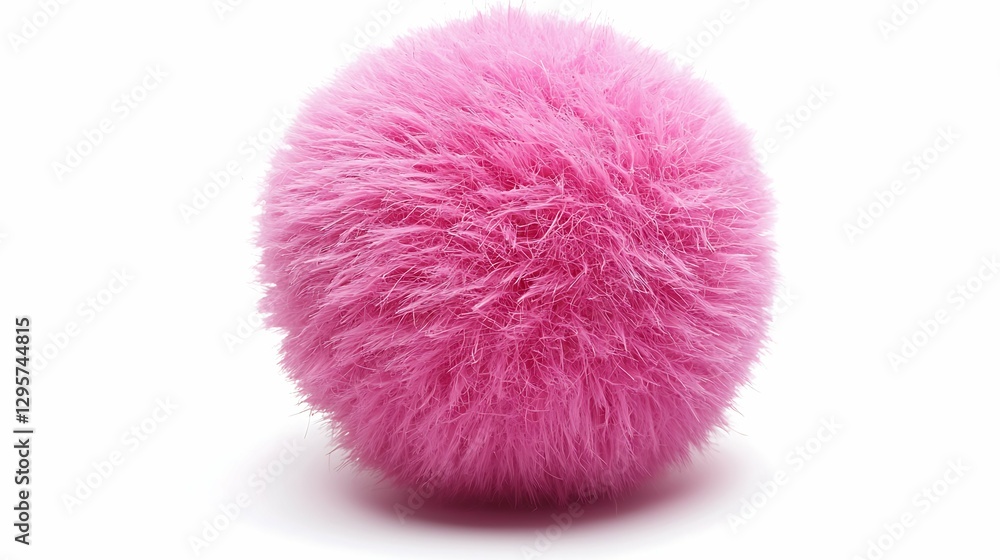 This image features a soft, fluffy pink ball, resembling a pom-pom, with a fuzzy texture and playful appearance. This image features a soft, fluffy pink ball, resembling a pom-pom, with a fuzzy texture and playful appearance.