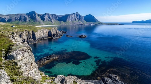 Wallpaper Mural Breathtaking Coastal Landscape with Clear Blue Water and Rocky Cliffs : Generative AI Torontodigital.ca