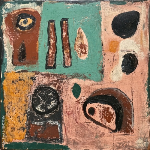 Abstract Art Composition: Colorful Shapes and Textures for Modern Decor and Design Inspiration