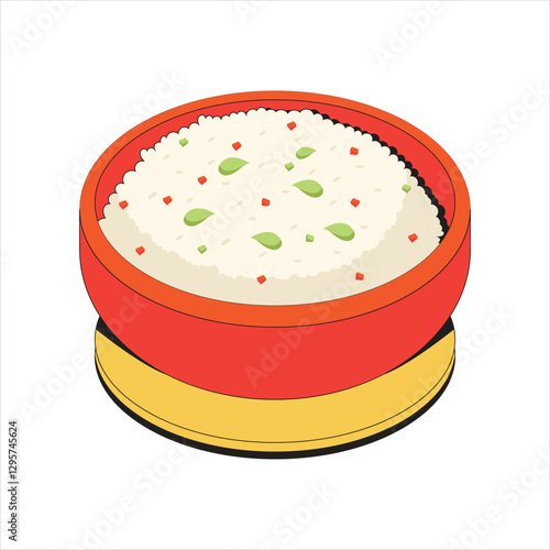 Risotto Italian Dish Cartoon Illustration