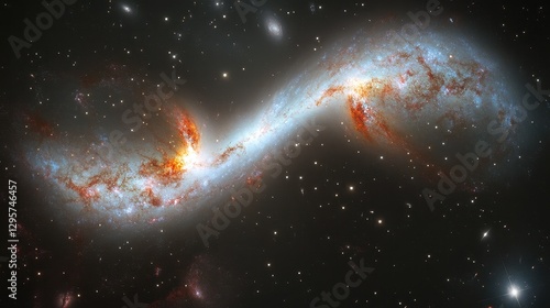 Stunning Cosmic Scene of a Colliding Galaxy with Vibrant Colors