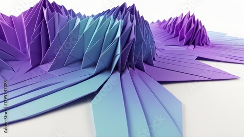  an abstract landscape of folded paper in vibrant hues photo