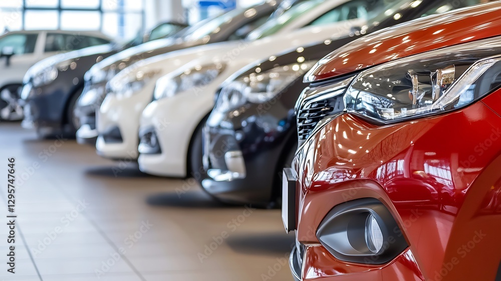 Row of Modern Cars in a Showroom Display Exemplifying Contemporary Automotive Design and Style : Generative AI Row of Modern Cars in a Showroom Display Exemplifying Contemporary Automotive Design and Style : Generative AI