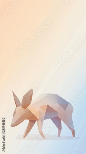 Polygonal Animal Art: A stylized, low-poly representation of a small animal set against a soft gradient background, ideal for modern decor.