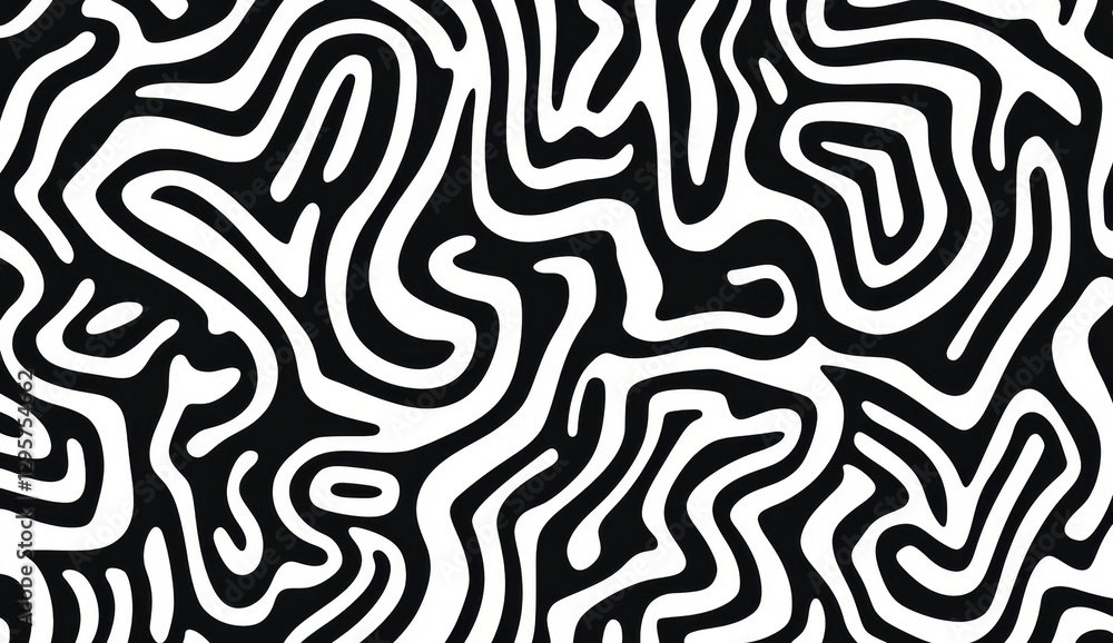 Abstract black and white pattern, flowing lines, seamless design, for background use Abstract black and white pattern, flowing lines, seamless design, for background use