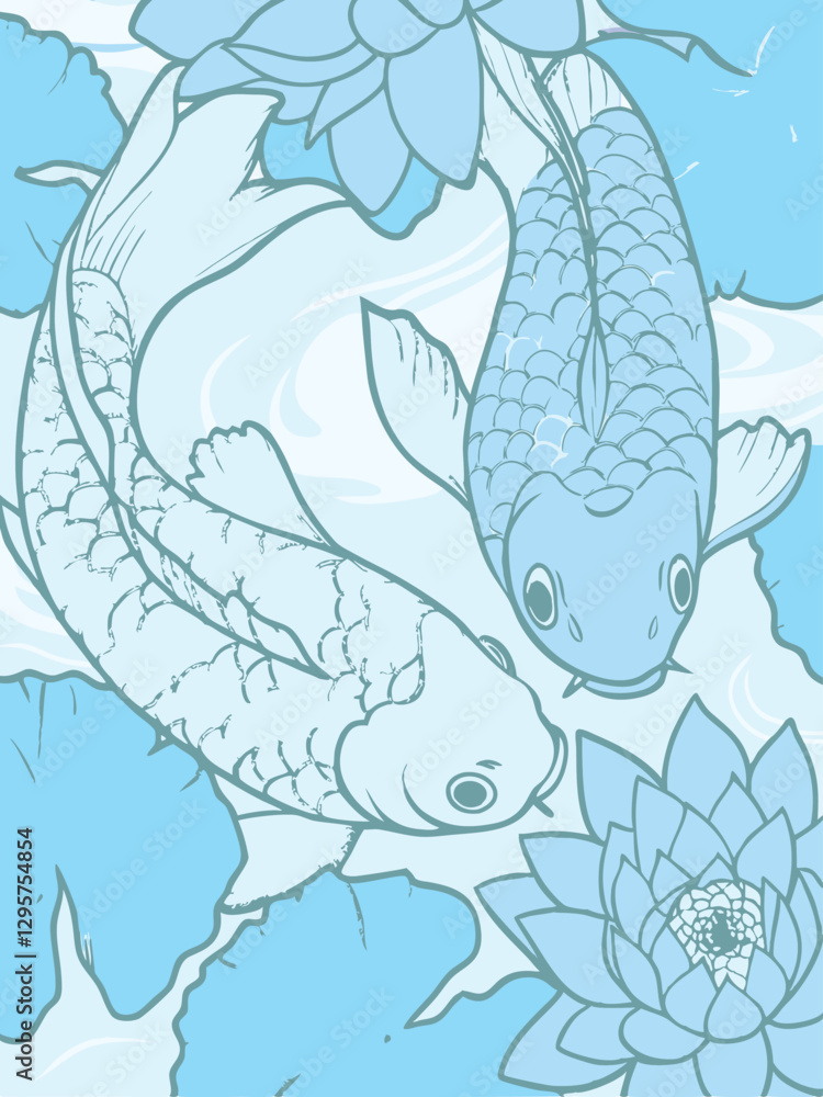 Fototapeta premium vector illustration of koi fish