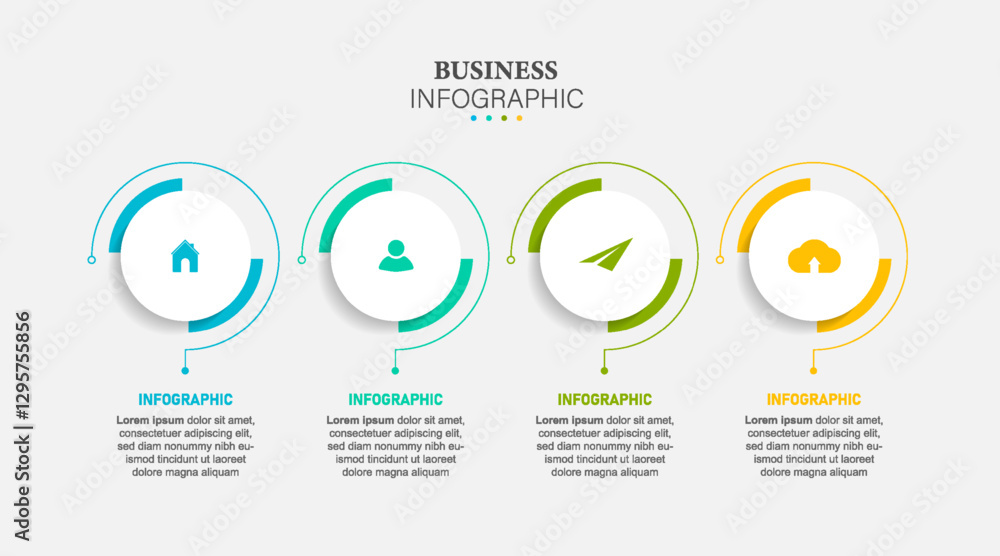 Business infographic element with 4 options, steps, number vector template design Business infographic element with 4 options, steps, number vector template design