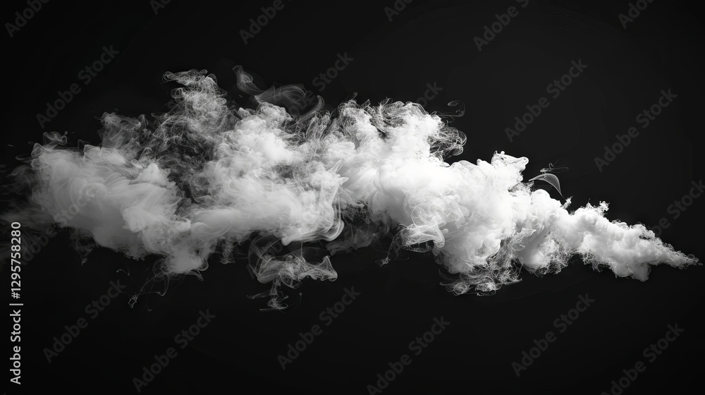 Fototapeta premium Ethereal swirl of white smoke with airy vapors, misty haze, and gentle glowing fog creating an abstract, atmospheric overlay for elegant decorative effects.