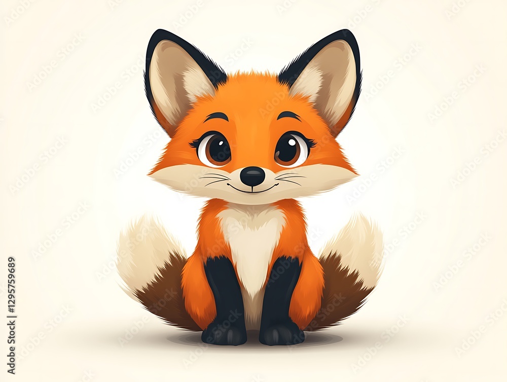Fototapeta premium Cute cartoon fox sitting