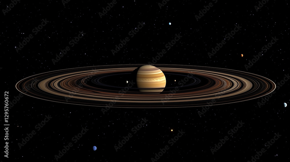 Fototapeta premium Stunning Saturn Planetary Rings Moons and Celestial Space Background