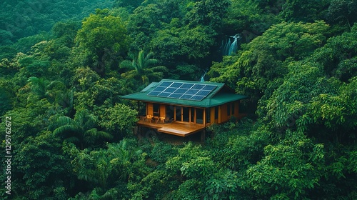 Nature First Remote Escapes, Remote Ecotourism Getaways Eco-Friendly Cabin Surrounded by Lush Green Jungle and Waterfall