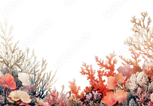 Fototapeta Naklejka Na Ścianę i Meble -  PNG Coral reef borders nature coral art.