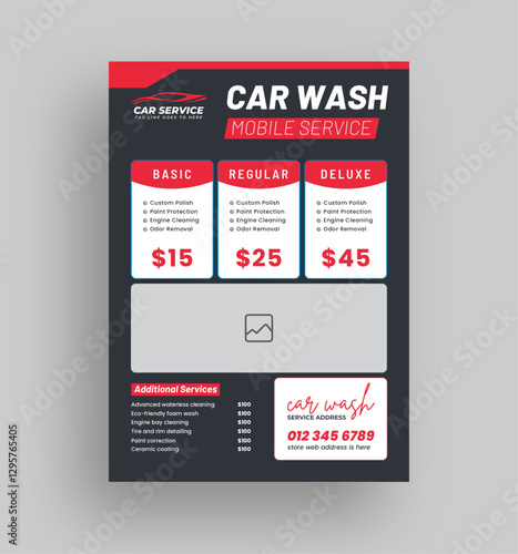 Car wash flyer poster template, Auto detailing service leaflet template, Cleaning service ads promotion flyer.