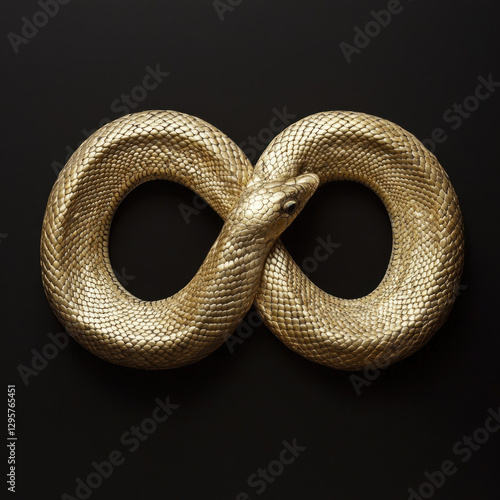 Golden Snake Infinity Symbol on Black Background