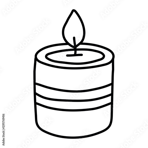 Hand drawn doodle light candle isolated on white background