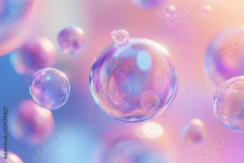 Wallpaper Mural A close-up digital rendering of floating biological cells in a 3D microscopic view Torontodigital.ca