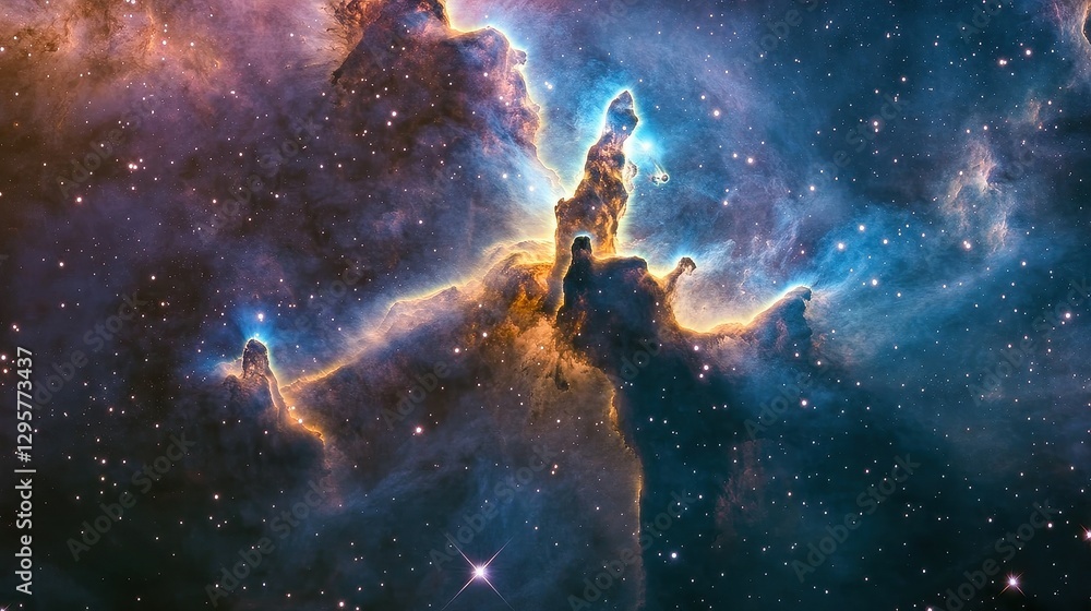 Fototapeta premium Majestic Cosmic Landscape with Nebula and Star Formation