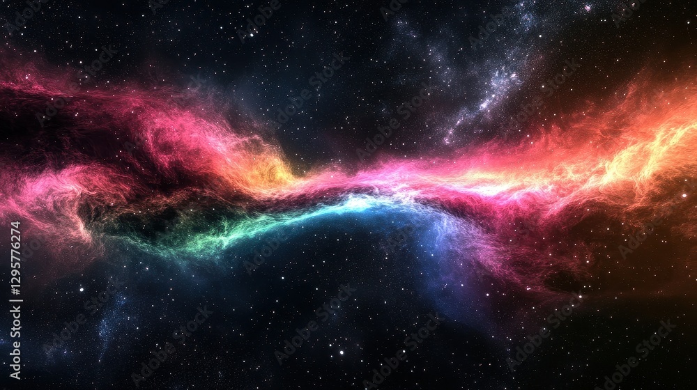 Colorful Cosmic Nebula in a Dark Starry Universe Background Colorful Cosmic Nebula in a Dark Starry Universe Background