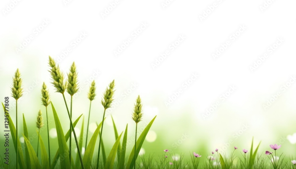 Fototapeta premium Gentle rustling ornamental grass tufts on white, soothing, isolated