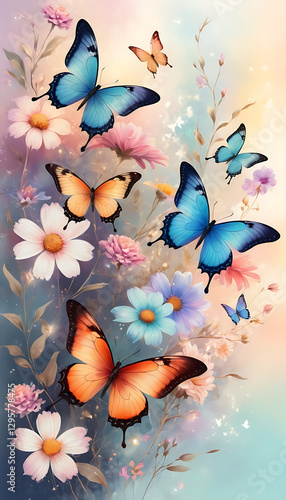 dreamy fantasy butterflies background