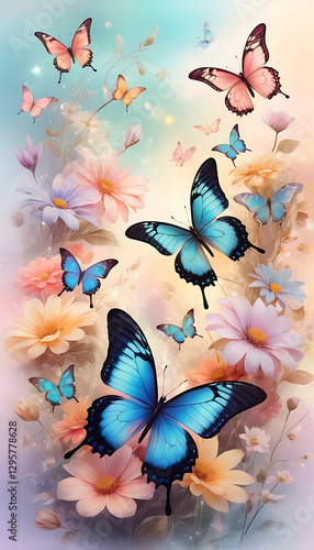 dreamy fantasy butterflies background