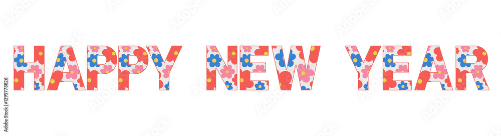 Happy New Year text on white background Happy New Year text on white background