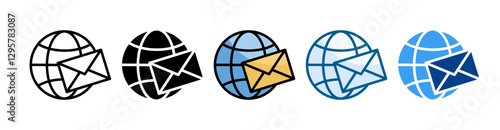 Global Communication  Icon Set Multiple Style Collection