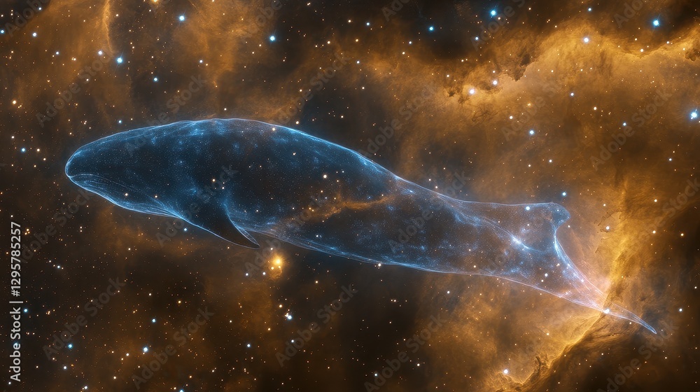 Fototapeta premium Ethereal Cosmic Whale Gliding Through Colorful Nebula Clouds