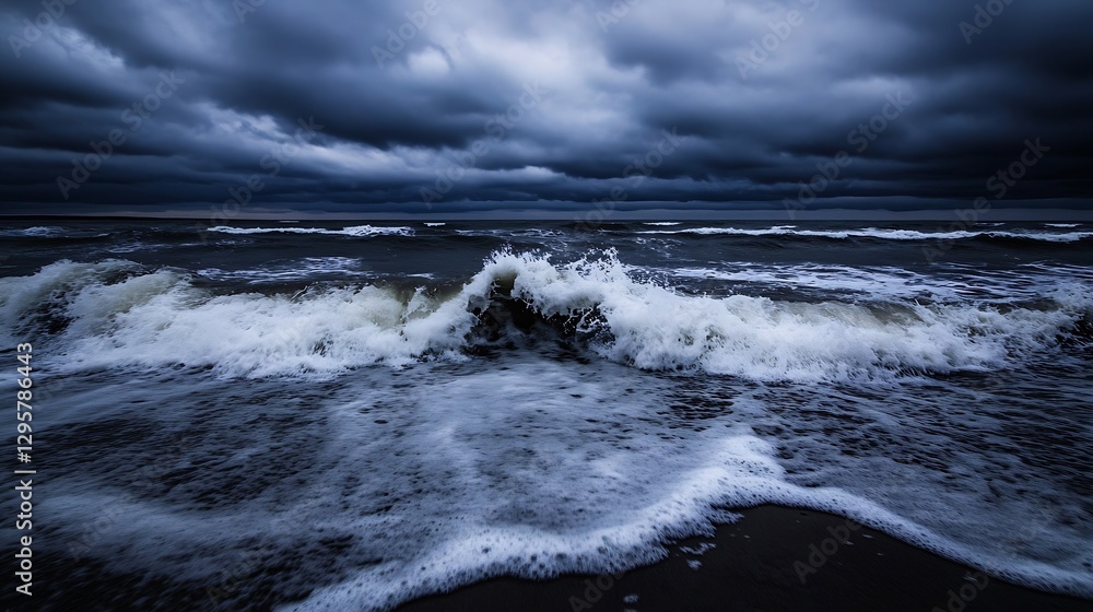 Stormy Ocean Waves Crashing on the Shore Dramatic Sky Over Water : Generative AI Stormy Ocean Waves Crashing on the Shore Dramatic Sky Over Water : Generative AI
